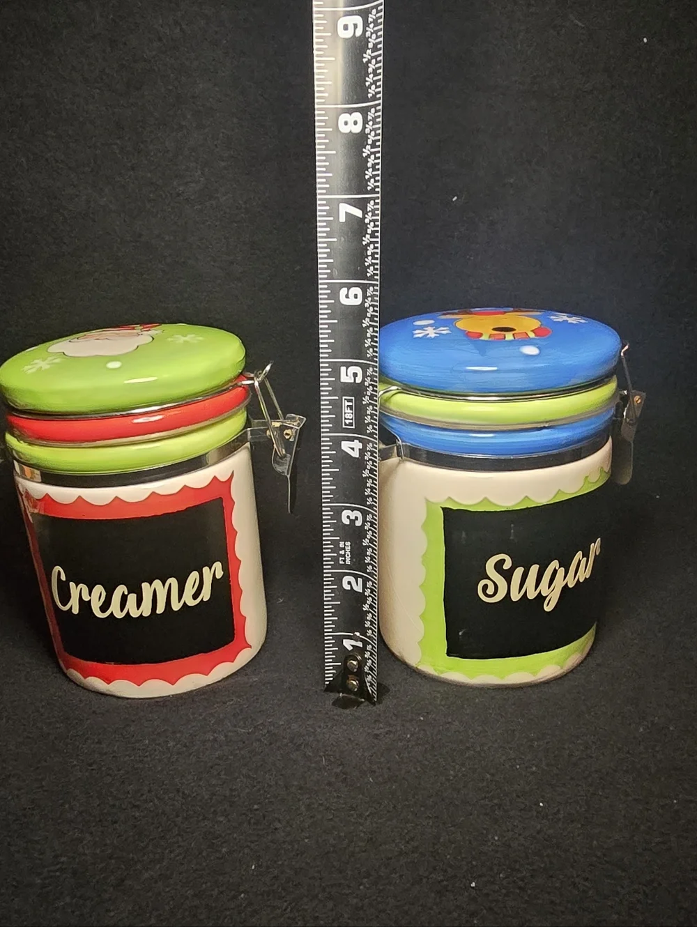 Ceramic Creamer & Sugar Canister Set with Colorful Lids